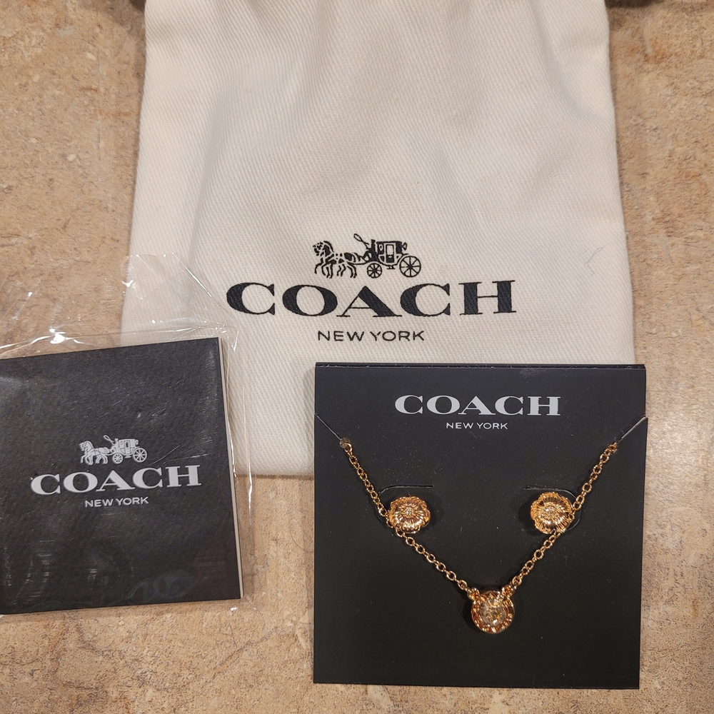 Coach Gold Necklace and Earring Set